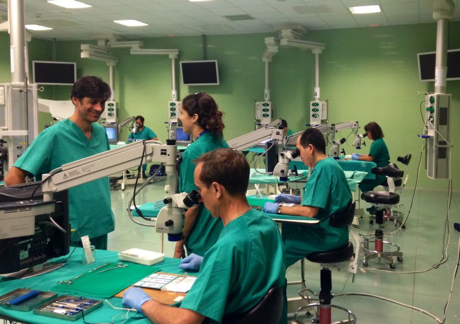 El Dr. David Gallego durante una de las clases prácticas del curso.