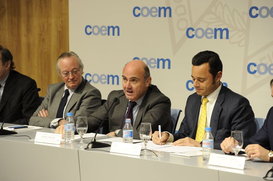 El ministro de Economía en funciones durante su intervención el pasado miércoles en la nueva sede del COEM.