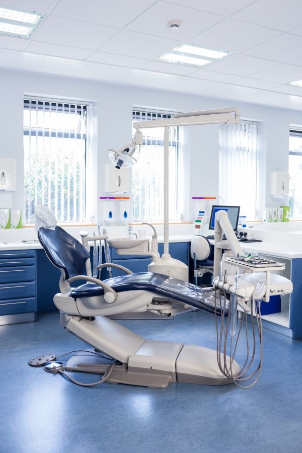 Inside of the clinic with dentists chairs, computer and tools at the dental hospital